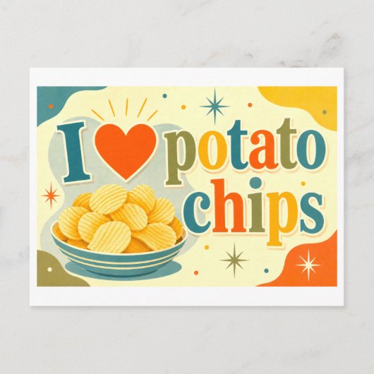 "Ik [Hart] Aardappelchips" Briefkaart (Voorkant)