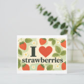 "Ik [Hart] Aardbeien" Briefkaart (Staand voorkant)