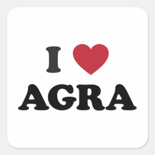 Ik hart Agra India Vierkante Sticker