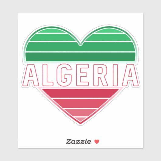 Ik hart Algerije, Algerijnse vlag kleuren Sticker (Vel)
