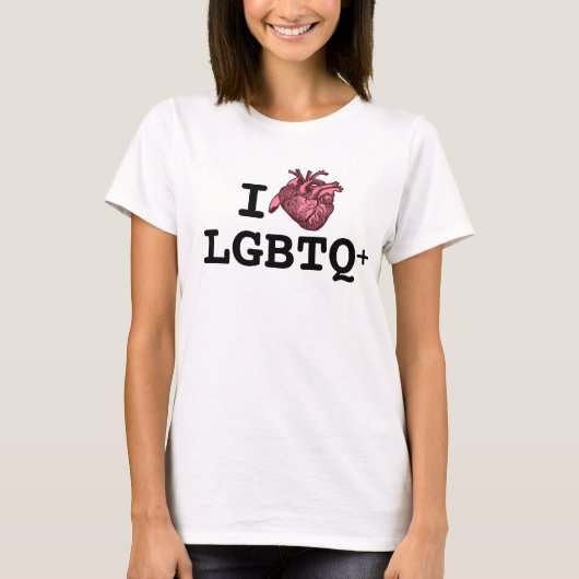 Ik Hart anatomisch correct hart LGBTQ+ T-shirt (Voorkant)