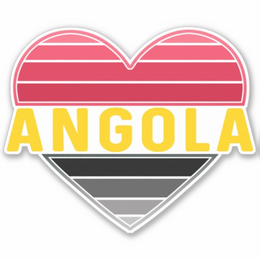 Ik hart Angola, Angolese vlag kleuren Sticker (Voorkant)