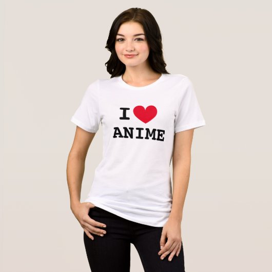 Ik hart anime t shirt voor japanse cartoon liefheb (Voorkant volledig)