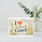 "Ik [Hart] Antoni Gaudi" Briefkaart (Staand voorkant)