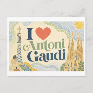 "Ik [Hart] Antoni Gaudi" Briefkaart