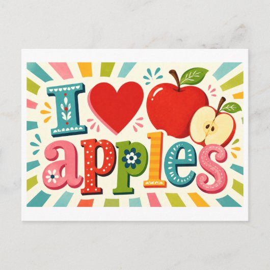 "Ik [Hart] Appels" Briefkaart (Voorkant)