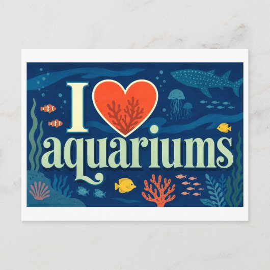 "Ik [Hart] Aquaria" Briefkaart (Voorkant)