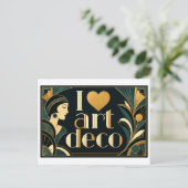 "Ik [Hart] Art Deco" Briefkaart (Staand voorkant)