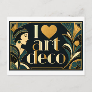 "Ik [Hart] Art Deco" Briefkaart