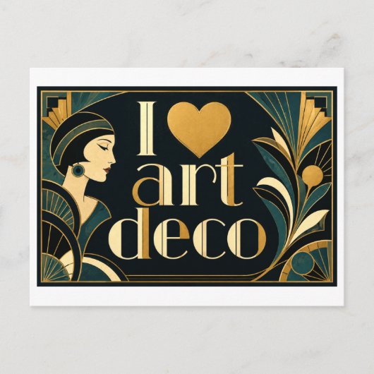 "Ik [Hart] Art Deco" Briefkaart (Voorkant)