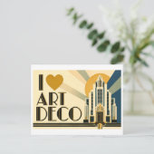 "Ik [Hart] Art Deco" Briefkaart (Staand voorkant)