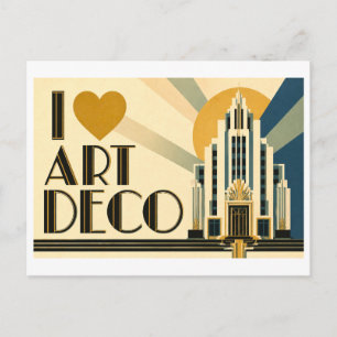 "Ik [Hart] Art Deco" Briefkaart