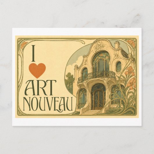 "Ik [Hart] Art Nouveau" Briefkaart (Voorkant)