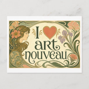"Ik [Hart] Art Nouveau" Briefkaart