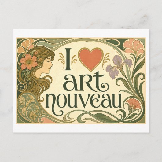 "Ik [Hart] Art Nouveau" Briefkaart (Voorkant)