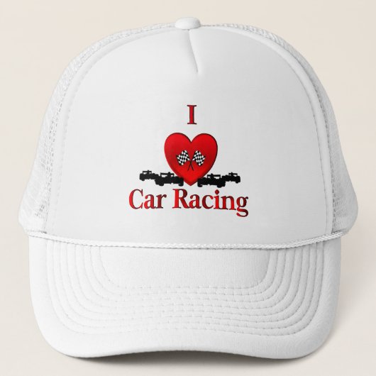 Ik Hart Auto Racing Trucker Cap (Voorkant)