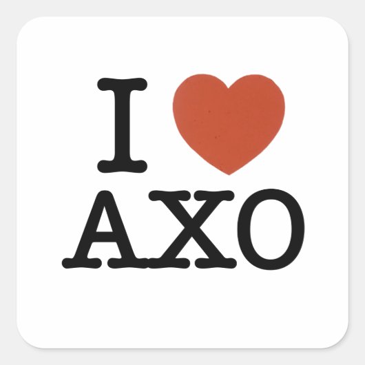 Ik hart axo vierkante sticker (Voorkant)
