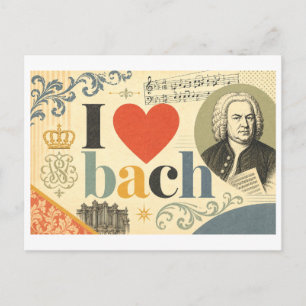 "Ik [Hart] Bach" Briefkaart