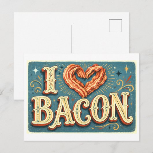"Ik [Hart] Bacon" Briefkaart (Voorkant / Achterkant)