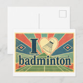 "Ik [Hart] Badminton" Briefkaart (Voorkant / Achterkant)