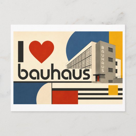 "Ik [Hart] Bauhaus" Briefkaart (Voorkant)