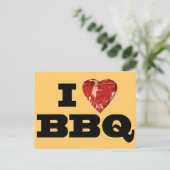 Ik hart BBQ, Steak Heart Shape Funny Grilling Briefkaart (Staand voorkant)
