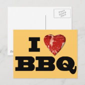 Ik hart BBQ, Steak Heart Shape Funny Grilling Briefkaart (Voorkant / Achterkant)