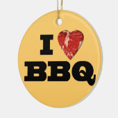 Ik hart BBQ, Steak Heart Shape Funny Grilling Keramisch Ornament (Links)