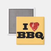 Ik hart BBQ, Steak Heart Shape Funny Grilling Magneet (Voorkant / Achterkant)