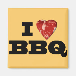 Ik hart BBQ, Steak Heart Shape Funny Grilling Magneet