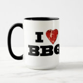 Ik hart BBQ, Steak Heart Shape Funny Grilling Mok (Links)