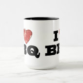 Ik hart BBQ, Steak Heart Shape Funny Grilling Mok (Midden)