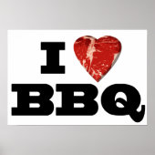 Ik hart BBQ, Steak Heart Shape Funny Grilling Poster (Voorkant)