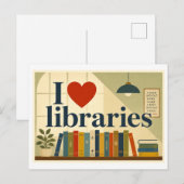 "Ik [Hart] Bibliotheken" Briefkaart (Voorkant / Achterkant)