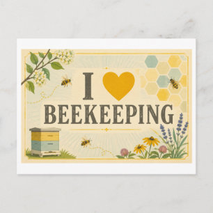 "Ik [Hart] Bijenteelt" Briefkaart