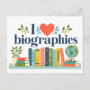 "Ik [Hart] Biografieën" Briefkaart
