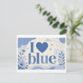 "Ik [Hart] Blauw" Briefkaart (Staand voorkant)