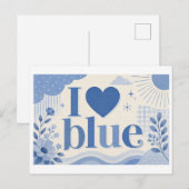 "Ik [Hart] Blauw" Briefkaart (Voorkant / Achterkant)
