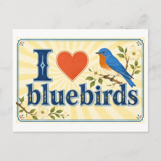 "Ik [Hart] Blauwe Rietjes" Briefkaart (Voorkant)