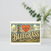 "Ik [Hart] Bluegrass" Briefkaart (Staand voorkant)
