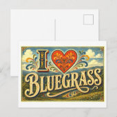 "Ik [Hart] Bluegrass" Briefkaart (Voorkant / Achterkant)