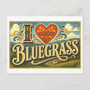 "Ik [Hart] Bluegrass" Briefkaart