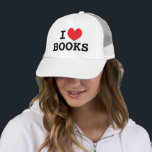 Ik hart boeken Trucker Hat voor boekenliefhebbers Trucker Pet<br><div class="desc">Ik ben dol op Trucker Hat boeken voor boekenliefhebbers. Maak je eigen leuke pet. Personaliseer deze sjabloon met je eigen grappige tekst.</div>