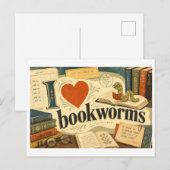 "Ik [Hart] Boekenwurmen" Briefkaart (Voorkant / Achterkant)