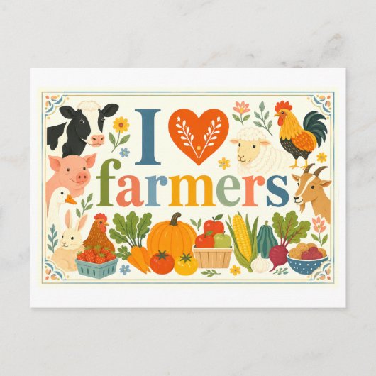"Ik [Hart] Boeren" Briefkaart (Voorkant)