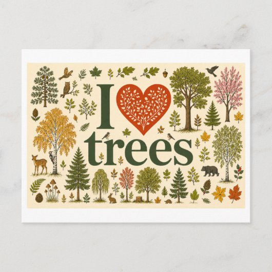 "Ik [Hart] Bomen" Briefkaart (Voorkant)