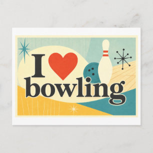 "Ik [Hart] Bowling" Briefkaart
