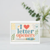 "Ik [Hart] Briefopeners" Briefkaart (Staand voorkant)