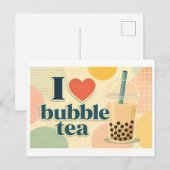 "Ik [Hart] Bubble Tea" Briefkaart (Voorkant / Achterkant)
