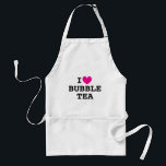 Ik hart Bubble Tea grappige witte keuken schort<br><div class="desc">Ik hart Bubble Tea Grappig witte keuken schort met roze hart. Aangepaste kleur i hart sjabloon ontwerp. Koele schorten in geel,  beige en wit. Schattige cadeau idee voor vrienden,  familie,  personeel,  personeel,  winkel,  winkel,  barista,  moeder,  vader etc.</div>